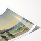 Vintage Landscape Art - Women at the Beach with Sailboat in the Distance