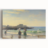 Vintage Landscape Art - Women at the Beach with Sailboat in the Distance