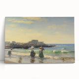 Vintage Landscape Art - Women at the Beach with Sailboat in the Distance