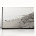 Vintage Landscape Art - Coastal Rocks and Beach in Black and White Ink