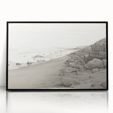 Vintage Landscape Art - Coastal Rocks and Beach in Black and White Ink