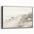 Vintage Landscape Art - Coastal Rocks and Beach in Black and White Ink