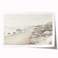 Vintage Landscape Art - Coastal Rocks and Beach in Black and White Ink