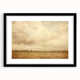Vintage Landscape Art - Soft Sky Over Tranquil Field with Trees