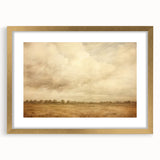 Vintage Landscape Art - Soft Sky Over Tranquil Field with Trees