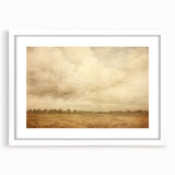 Vintage Landscape Art - Soft Sky Over Tranquil Field with Trees