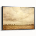 Vintage Landscape Art - Soft Sky Over Tranquil Field with Trees