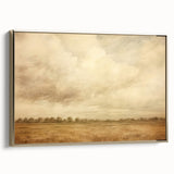 Vintage Landscape Art - Soft Sky Over Tranquil Field with Trees