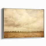 Vintage Landscape Art - Soft Sky Over Tranquil Field with Trees
