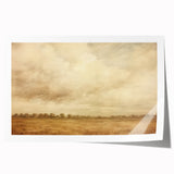 Vintage Landscape Art - Soft Sky Over Tranquil Field with Trees