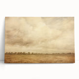 Vintage Landscape Art - Soft Sky Over Tranquil Field with Trees
