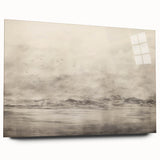 Vintage Landscape Art - Misty Mountains and Birds in Flight