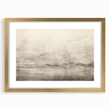 Vintage Landscape Art - Misty Mountains and Birds in Flight