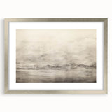 Vintage Landscape Art - Misty Mountains and Birds in Flight