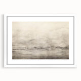 Vintage Landscape Art - Misty Mountains and Birds in Flight