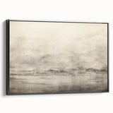 Vintage Landscape Art - Misty Mountains and Birds in Flight