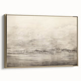 Vintage Landscape Art - Misty Mountains and Birds in Flight