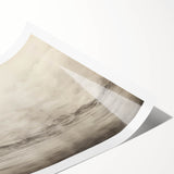 Vintage Landscape Art - Misty Mountains and Birds in Flight