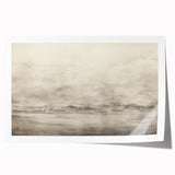 Vintage Landscape Art - Misty Mountains and Birds in Flight