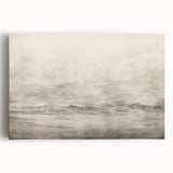 Vintage Landscape Art - Misty Mountains and Birds in Flight