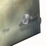 Vintage Landscape Art - Foggy River with Boats and Bare Trees