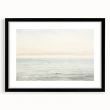 Vintage Landscape Art - Gentle Ocean Waves and Soft Sky