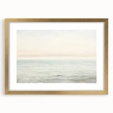 Vintage Landscape Art - Gentle Ocean Waves and Soft Sky