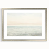 Vintage Landscape Art - Gentle Ocean Waves and Soft Sky