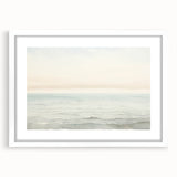 Vintage Landscape Art - Gentle Ocean Waves and Soft Sky