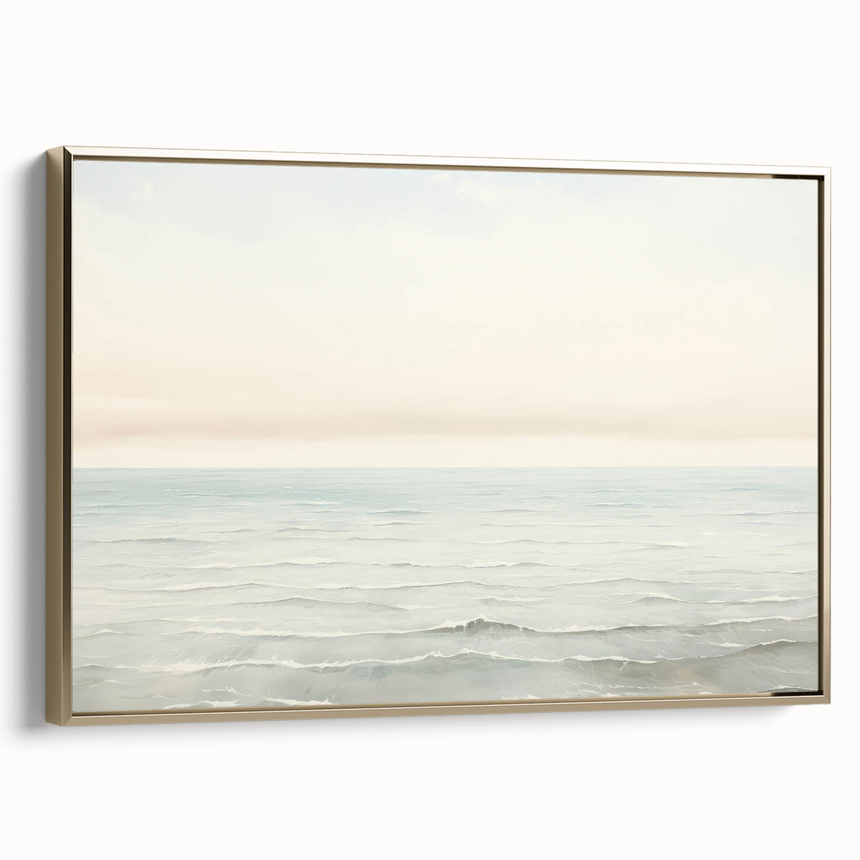 Vintage Landscape Art - Gentle Ocean Waves and Soft Sky