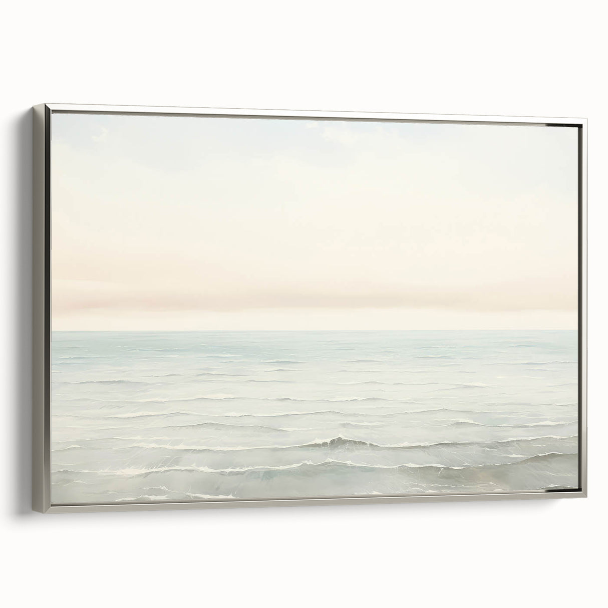 Vintage Landscape Art - Gentle Ocean Waves and Soft Sky