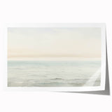 Vintage Landscape Art - Gentle Ocean Waves and Soft Sky