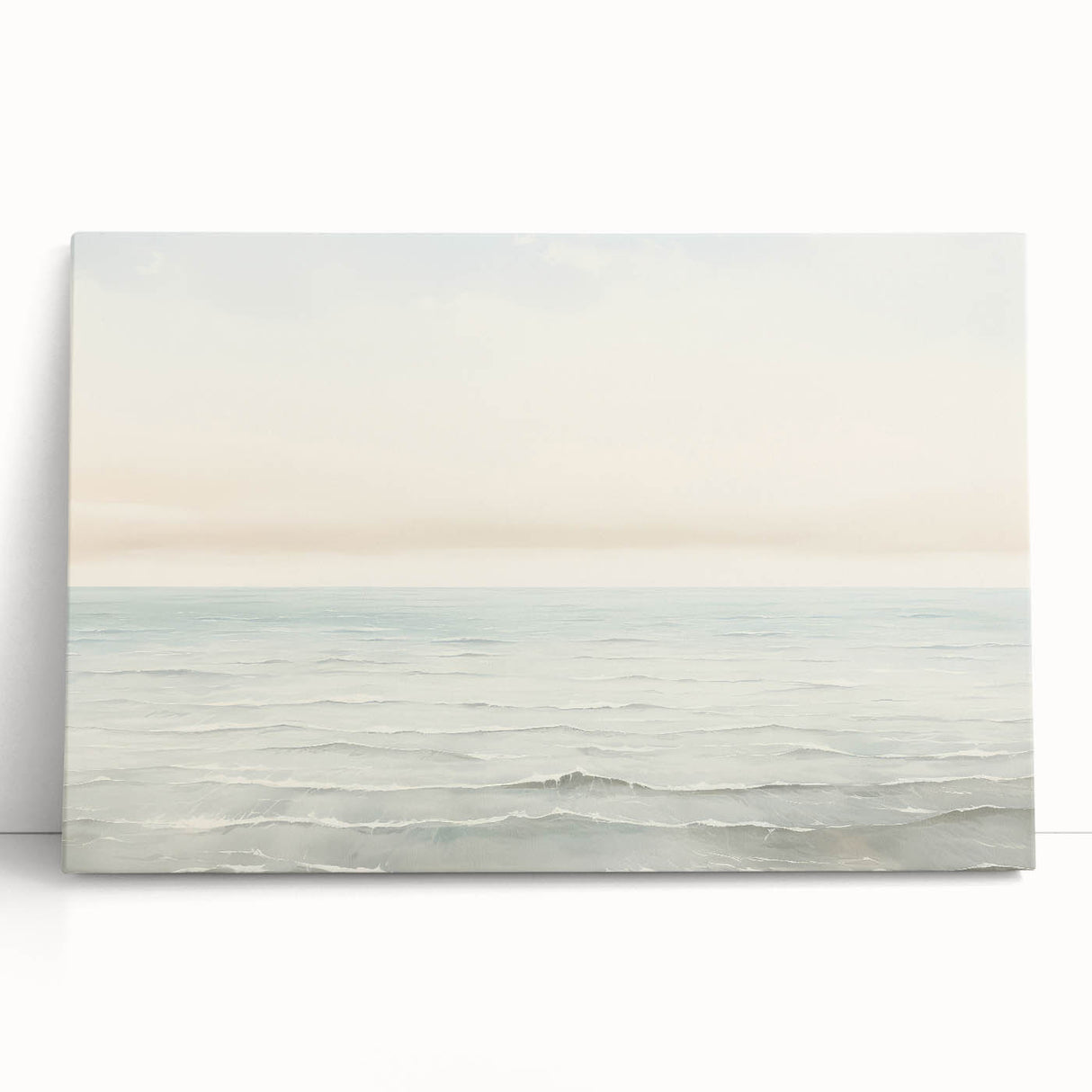 Vintage Landscape Art - Gentle Ocean Waves and Soft Sky