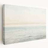 Vintage Landscape Art - Gentle Ocean Waves and Soft Sky