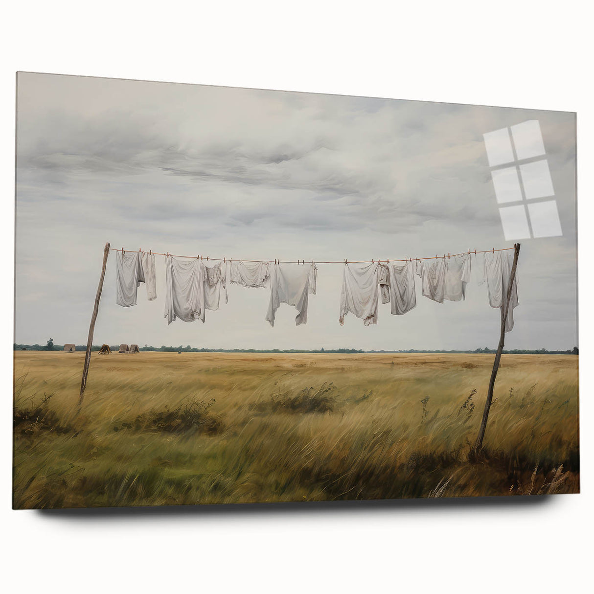 Vintage Landscape Art - Laundry Drying in Rural Field