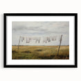 Vintage Landscape Art - Laundry Drying in Rural Field