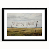 Vintage Landscape Art - Laundry Drying in Rural Field
