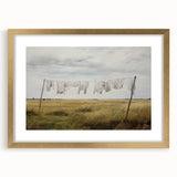 Vintage Landscape Art - Laundry Drying in Rural Field