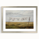 Vintage Landscape Art - Laundry Drying in Rural Field