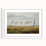 Vintage Landscape Art - Laundry Drying in Rural Field