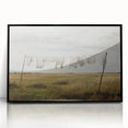 Vintage Landscape Art - Laundry Drying in Rural Field