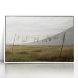 Vintage Landscape Art - Laundry Drying in Rural Field