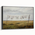 Vintage Landscape Art - Laundry Drying in Rural Field