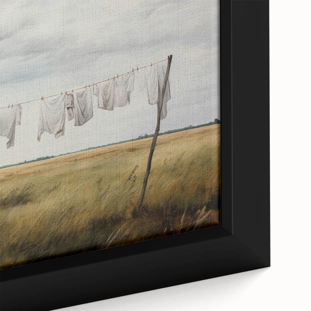Vintage Landscape Art - Laundry Drying in Rural Field