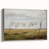 Vintage Landscape Art - Laundry Drying in Rural Field