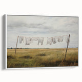 Vintage Landscape Art - Laundry Drying in Rural Field