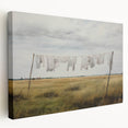 Vintage Landscape Art - Laundry Drying in Rural Field