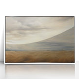 Vintage Landscape Art - Golden Field Under Dramatic Skies