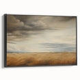 Vintage Landscape Art - Golden Field Under Dramatic Skies