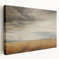 Vintage Landscape Art - Golden Field Under Dramatic Skies